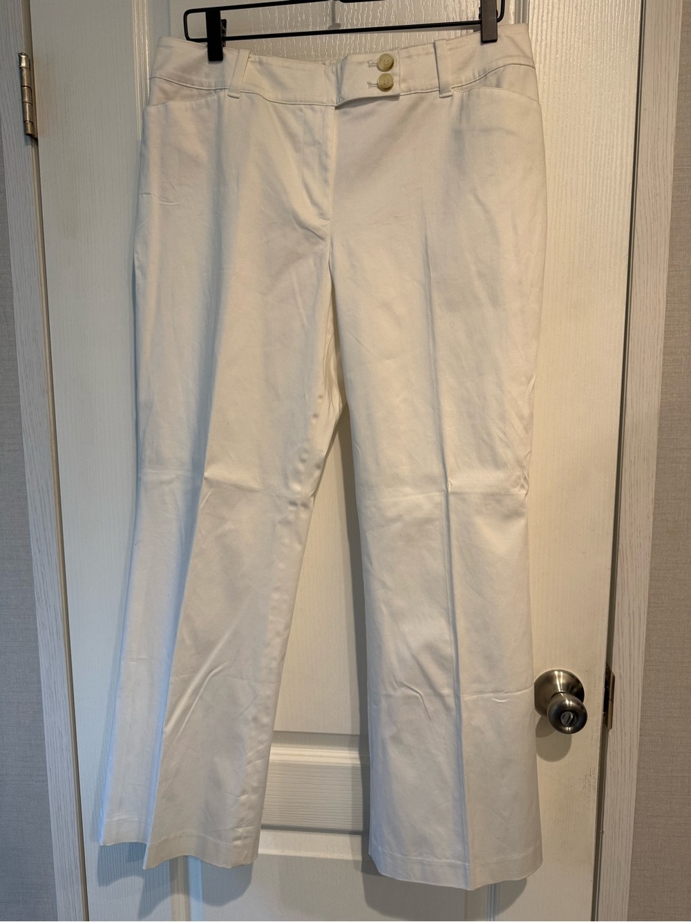 Ann Taylor White Boot-Cut Stretch Dress Pants